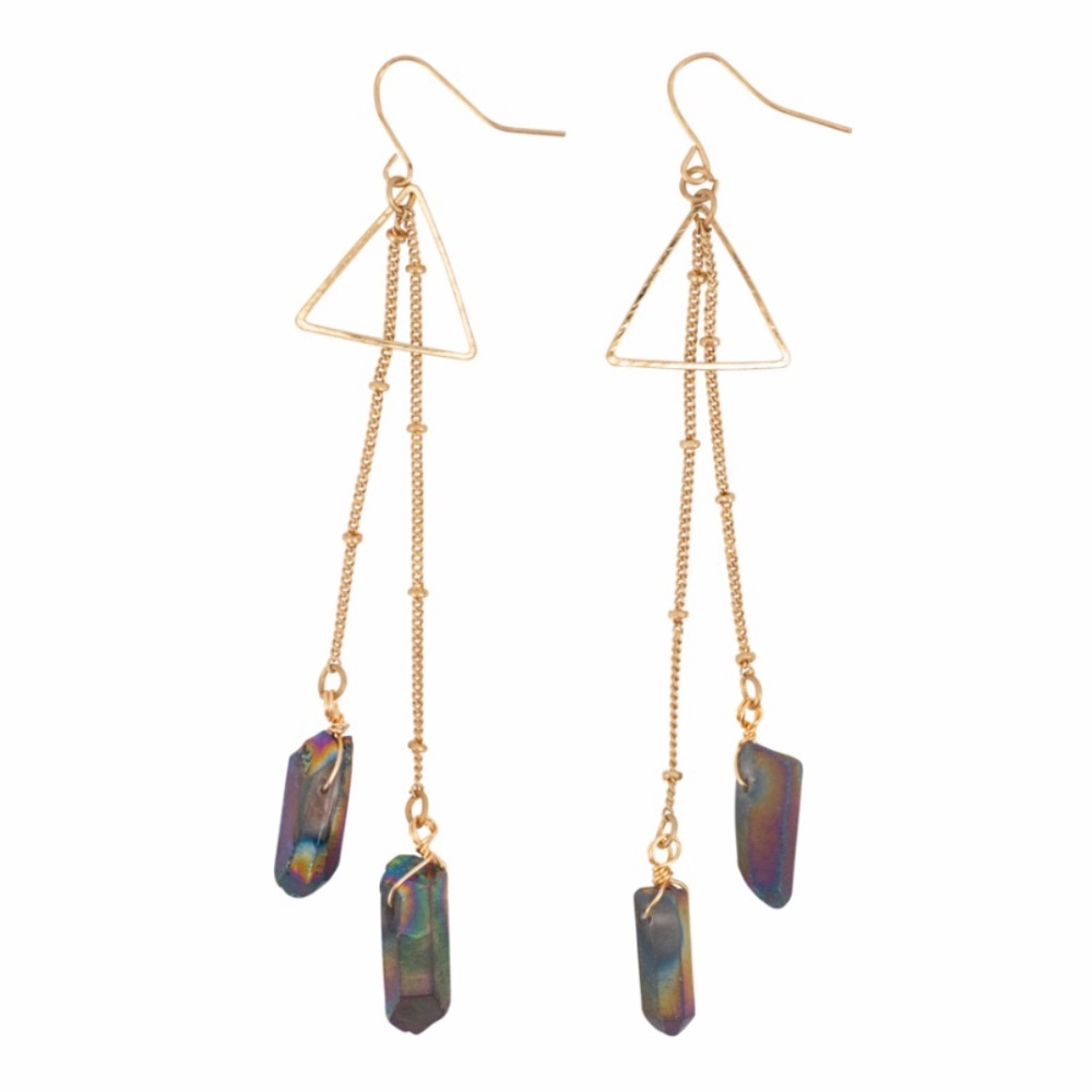 NEW Bops Labradorite Crystal Pierced Earrings